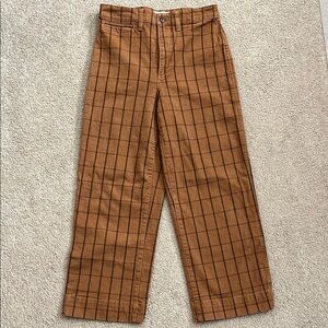 Madewell Slim Emmett Wide Leg Crop. Size 26. Brown Plaid
